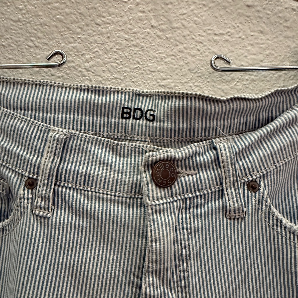 BDG Pinstripe Blue Strip Cigarette Ankle Jeans